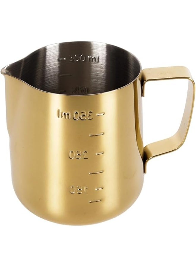 إبريق حليب سعة 350 مل، أباريق حليب، إبريق ذهبي من الفولاذ المقاوم للصدأ، للاستخدام المنزلي والاحترافي في تحضير القهوة (ذهبي) - Image 5